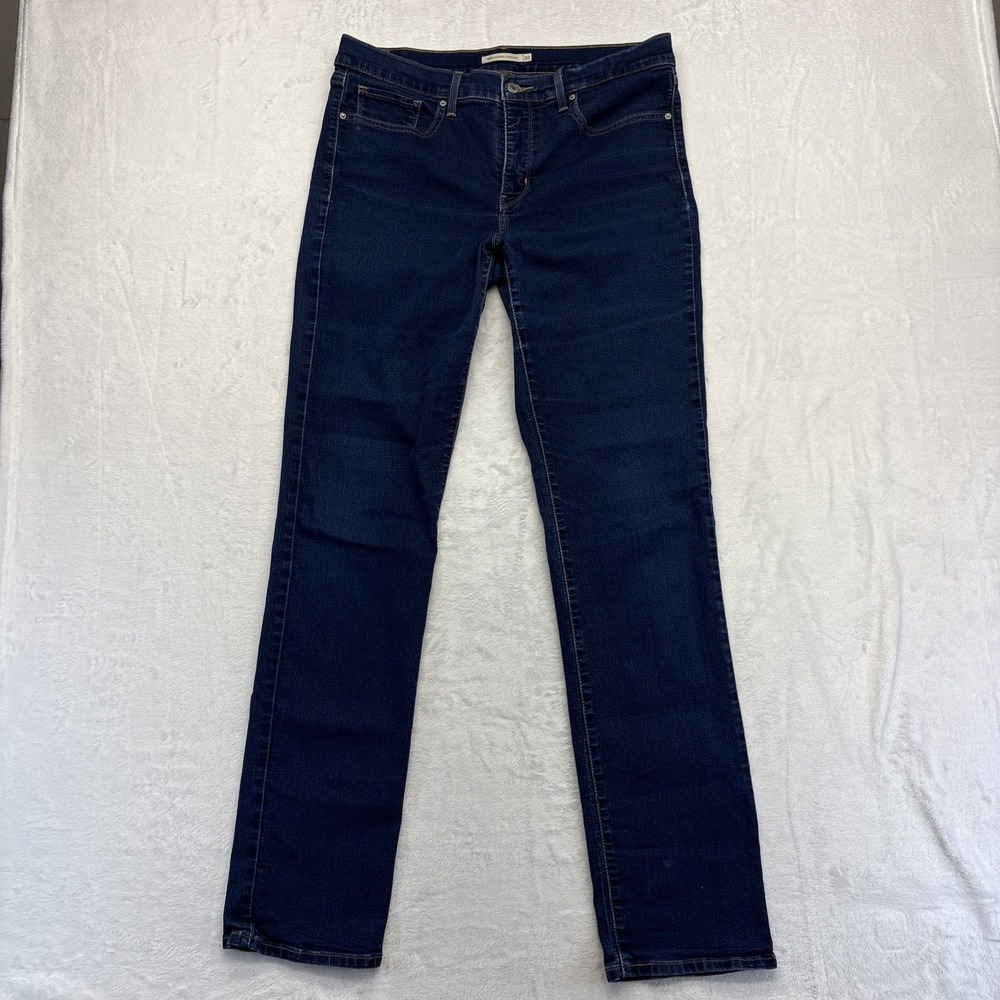 Levis 314 Shaping Straight Jeans Womens 32x34 Blue Dark Wash Mid Rise Stretch